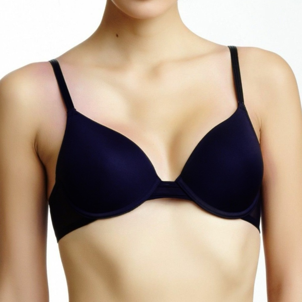Natori Cool Contour Full Fit Bra Mesh Band In Navy Blue